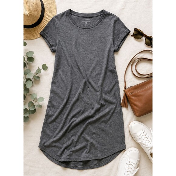 Eileen Fisher Dresses & Skirts - Eileen Fisher Organic Cotton Spandex T-Shirt Dress Gray XS Short Sleeve